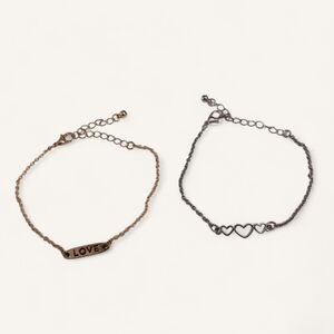 💥3/$12 Gold and Silver Heart and Love Bracelet Set NWOT